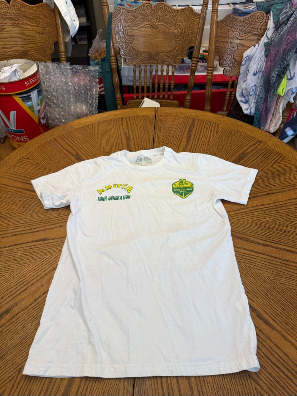 Animal NFL Brazil White Short Sleeve Tee with Yellow & Green Chest Logos